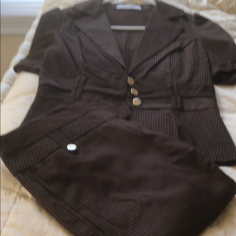 Brown striped two piece suit